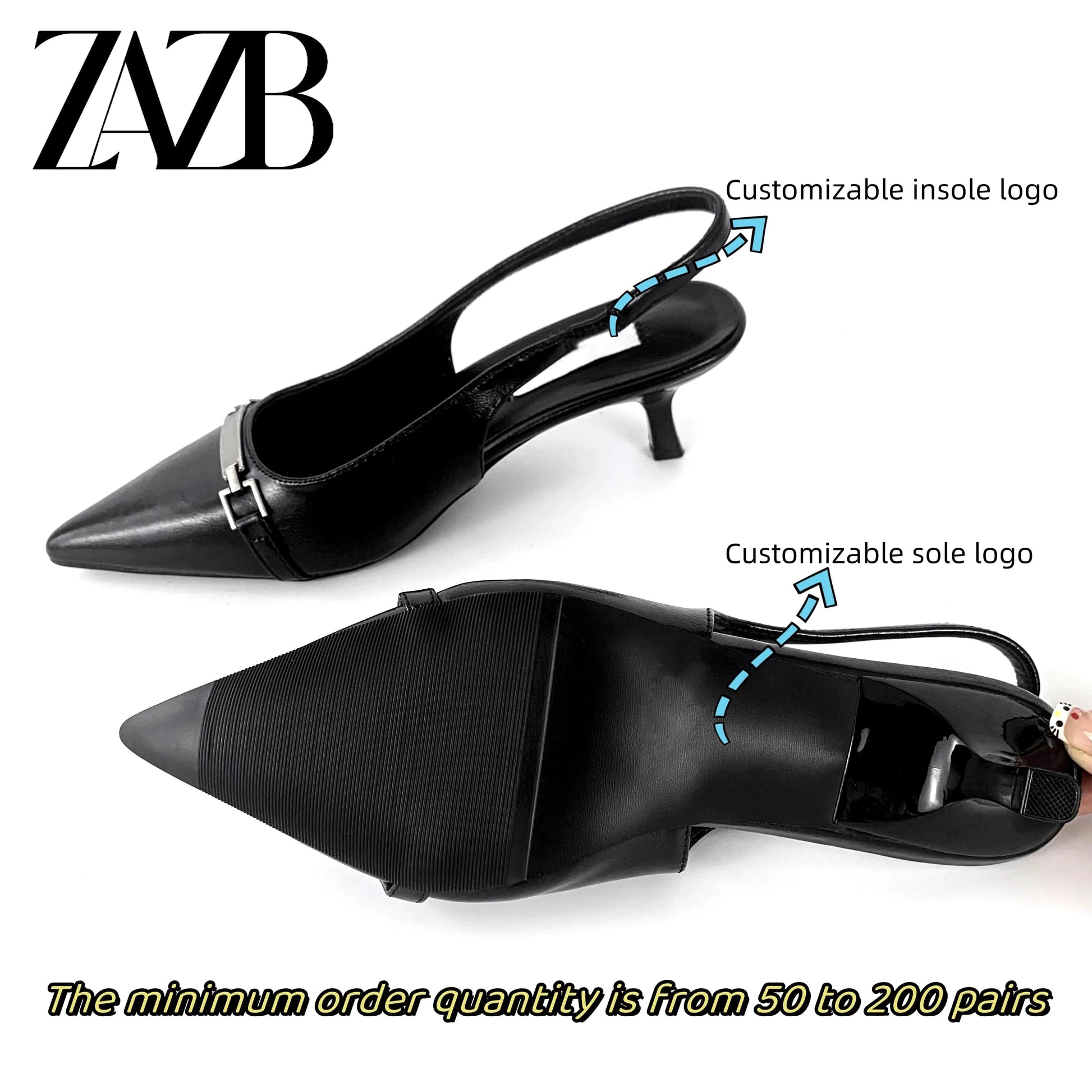 ZAZB Customized exquisite women's shoes Fashion single shoes French retro medium heel sandals Pointed women's sandals Designer