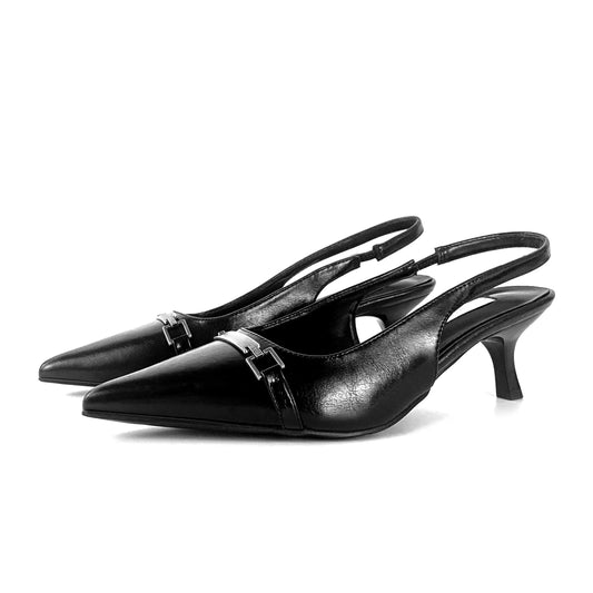 ZAZB Customized exquisite women's shoes Fashion single shoes French retro medium heel sandals Pointed women's sandals Designer