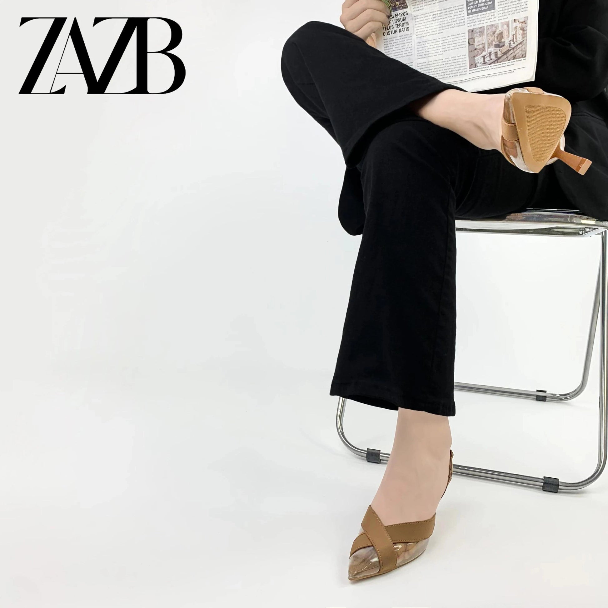 ZAZB Customized fashionable new pointy stitching style women's middle heel sandals