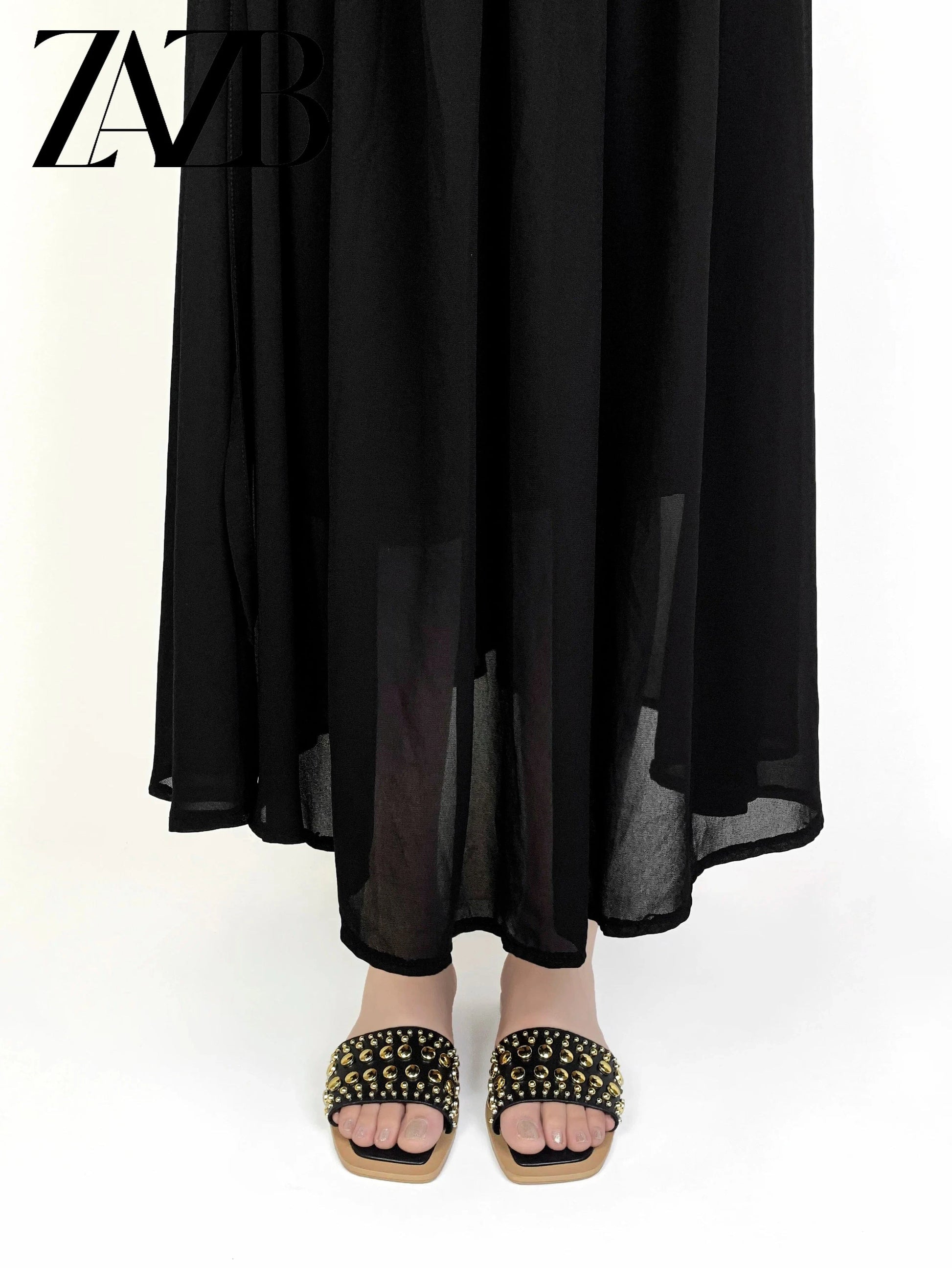 ZAZB Customized metal buckle designer shoes Women's slippers High heels Luxury slippers Women's fashion