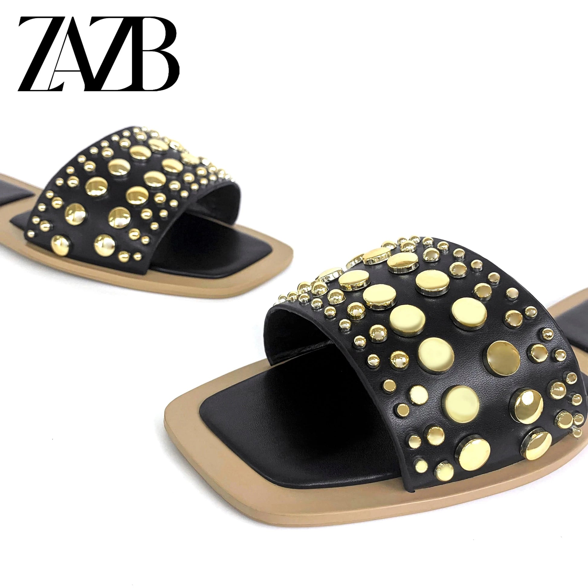 ZAZB Customized metal buckle designer shoes Women's slippers High heels Luxury slippers Women's fashion