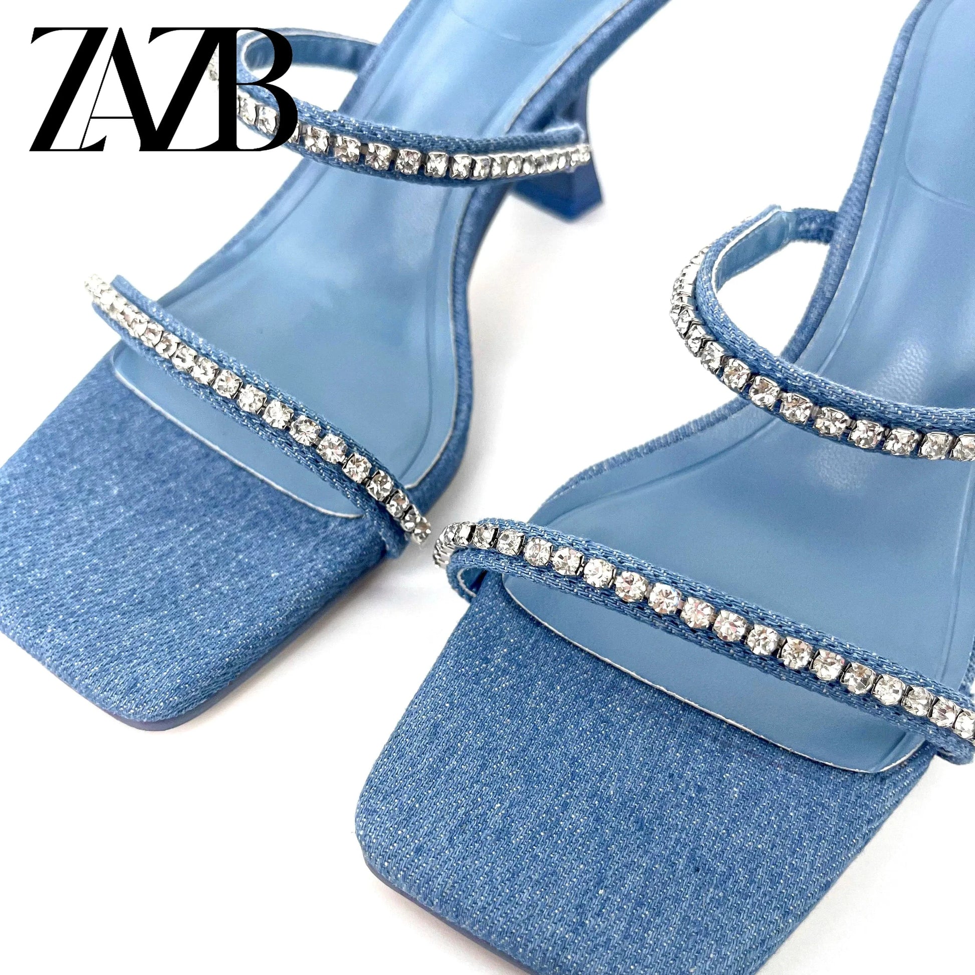 ZAZB Diamond Customized Designer Shoes Women's Slippers High Heels Luxury Slippers Women's Fashion