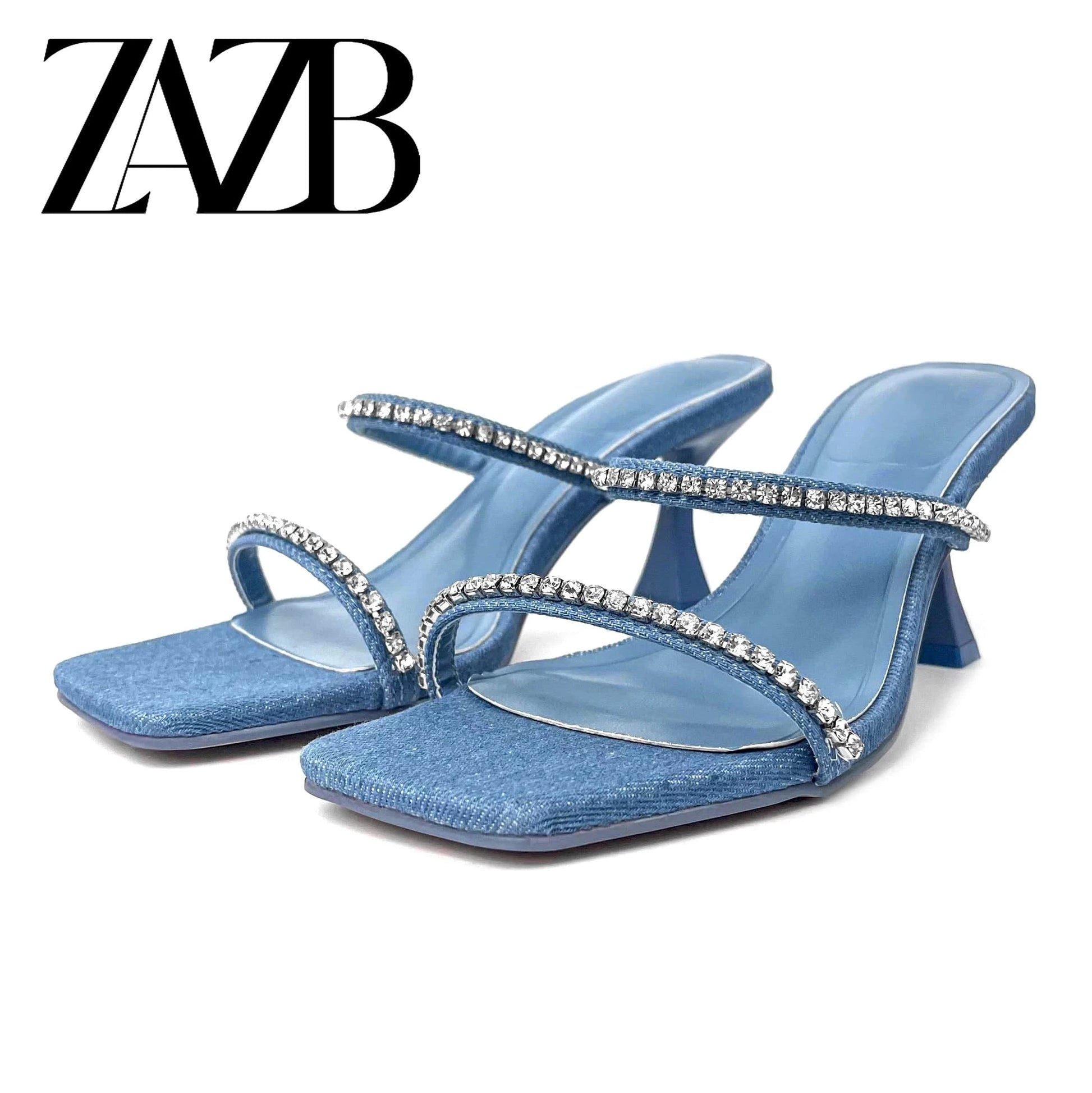 ZAZB Diamond Customized Designer Shoes Women's Slippers High Heels Luxury Slippers Women's Fashion