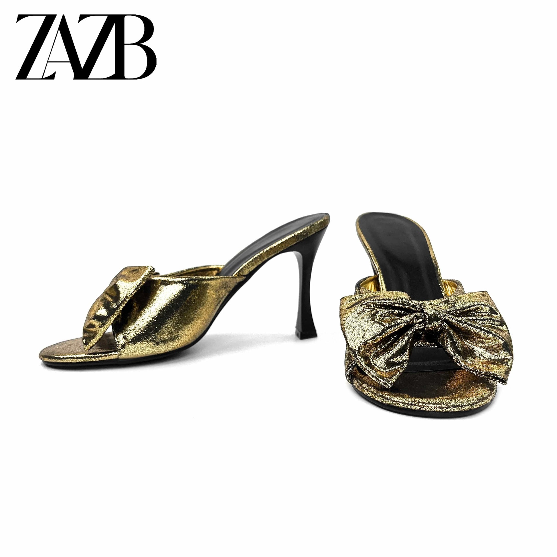 ZAZB Fashion Customized Designer Shoes Women's Bow High Heel Slippers Luxury Slippers Women's
