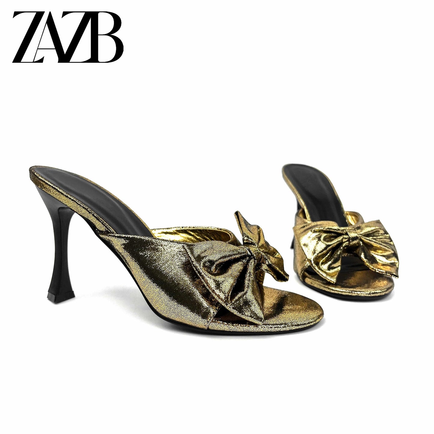 ZAZB Fashion Customized Designer Shoes Women's Bow High Heel Slippers Luxury Slippers Women's