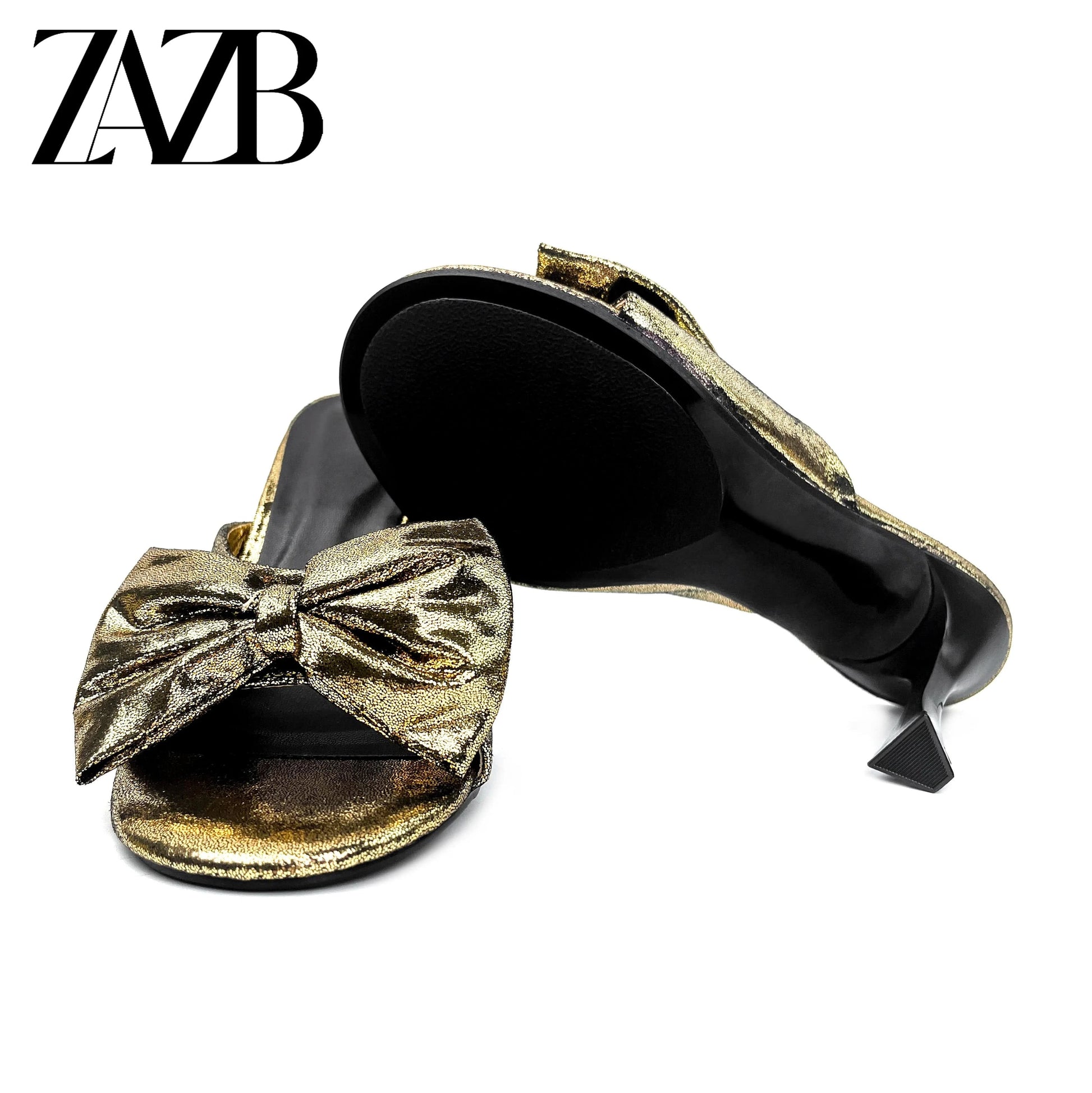 ZAZB Fashion Customized Designer Shoes Women's Bow High Heel Slippers Luxury Slippers Women's