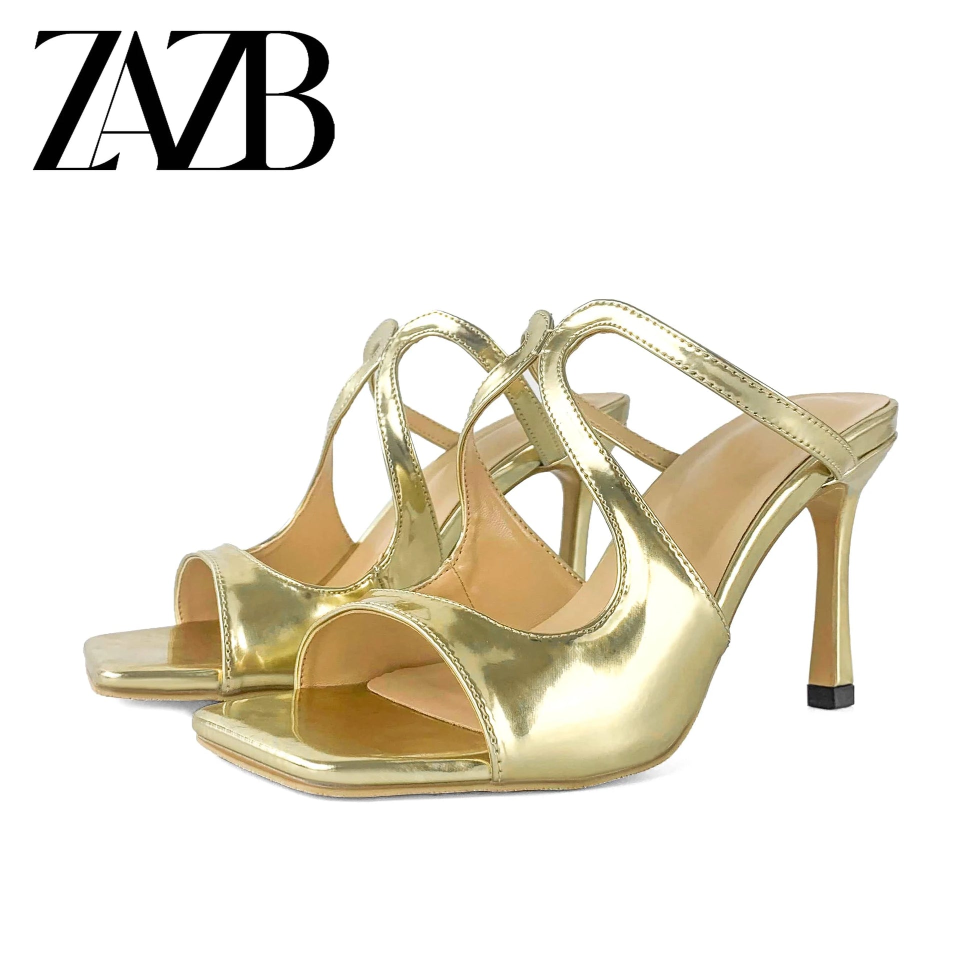 ZAZB New Design Formal Women's High Heel Slippers Dress Wedding Dress Women's Open Heel Shoes Women's Shoes