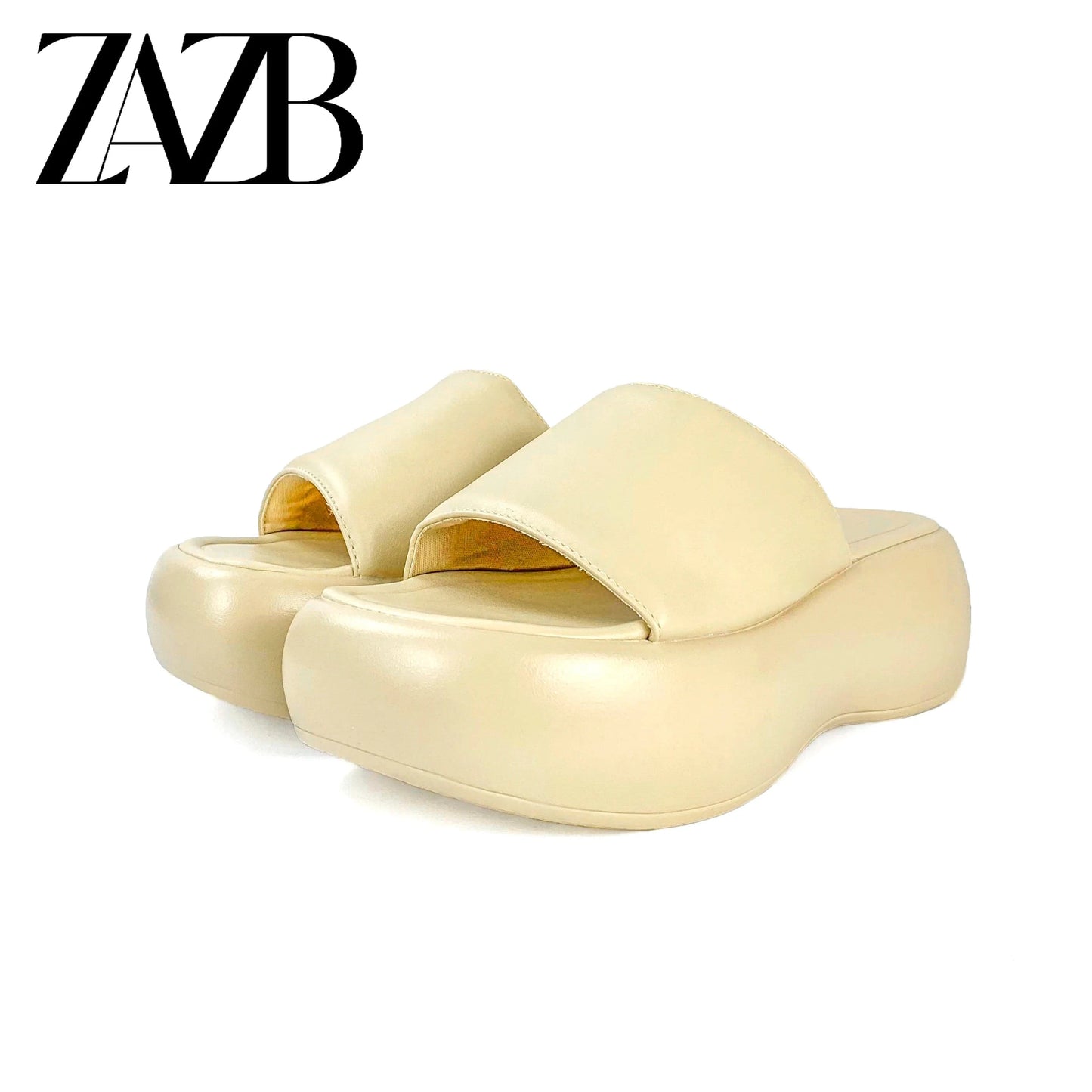 ZAZB New Summer Customized Women's High Heel Thick Sole Slippers Round Toe Open Toe Women's Thick Heel Sandals