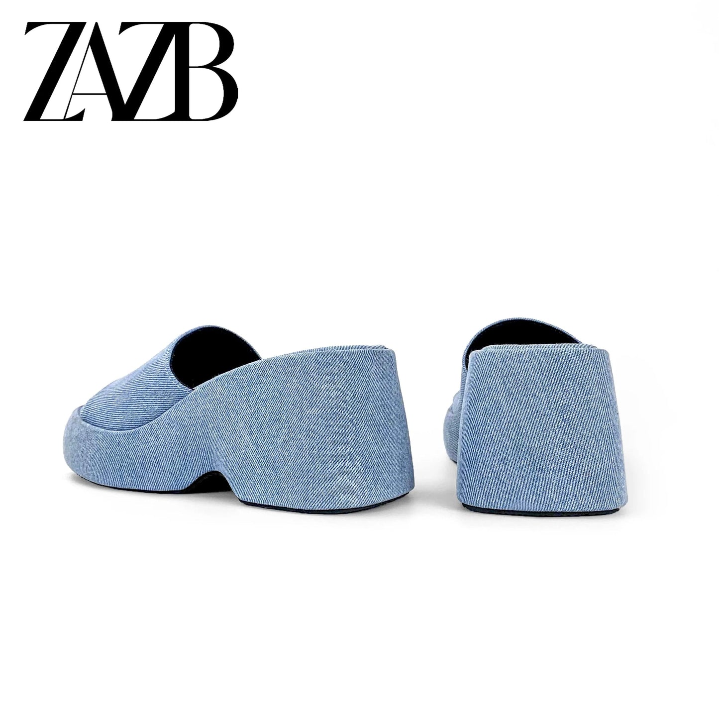 ZAZB New Summer Customized Women's High Heel Thick Sole Slippers Round Toe Open Toe Women's Thick Heel Sandals