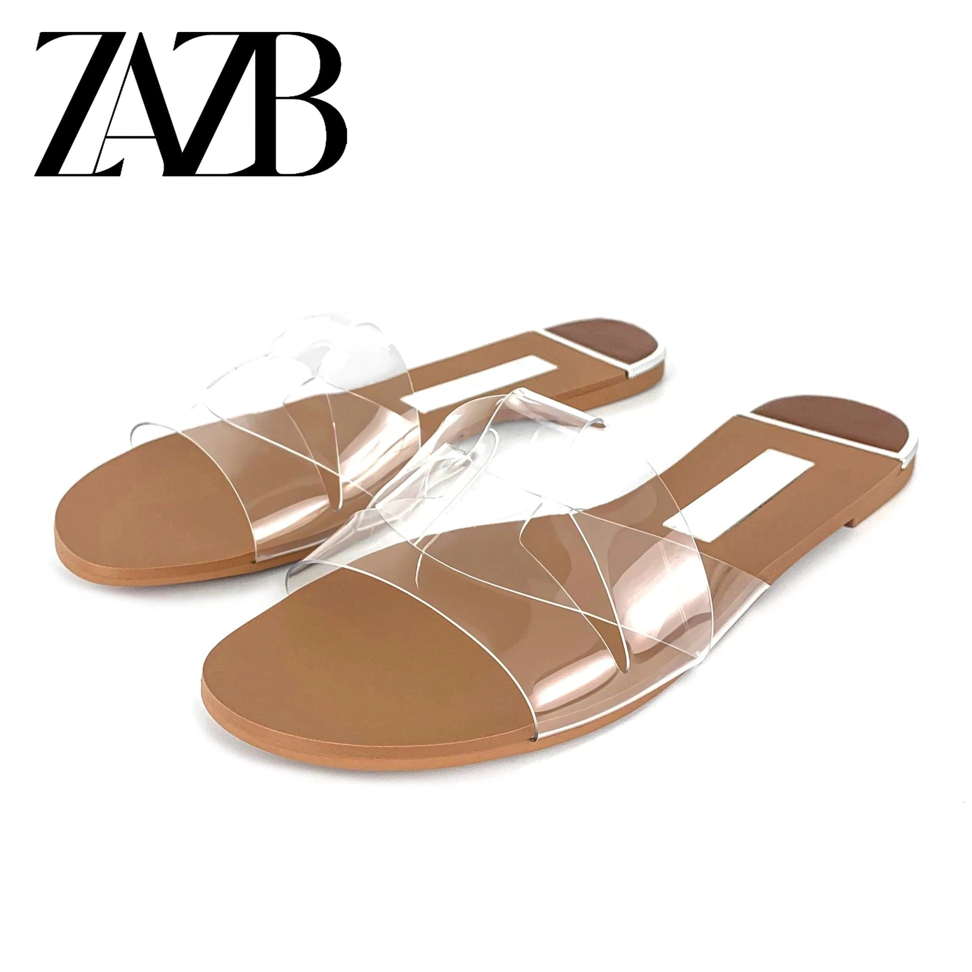 ZAZB Summer New Exquisite Flat Sandals Women's Head Roman Flat Slippers