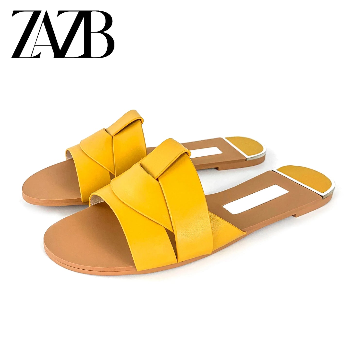 ZAZB Summer New Exquisite Flat Sandals Women's Head Roman Flat Slippers