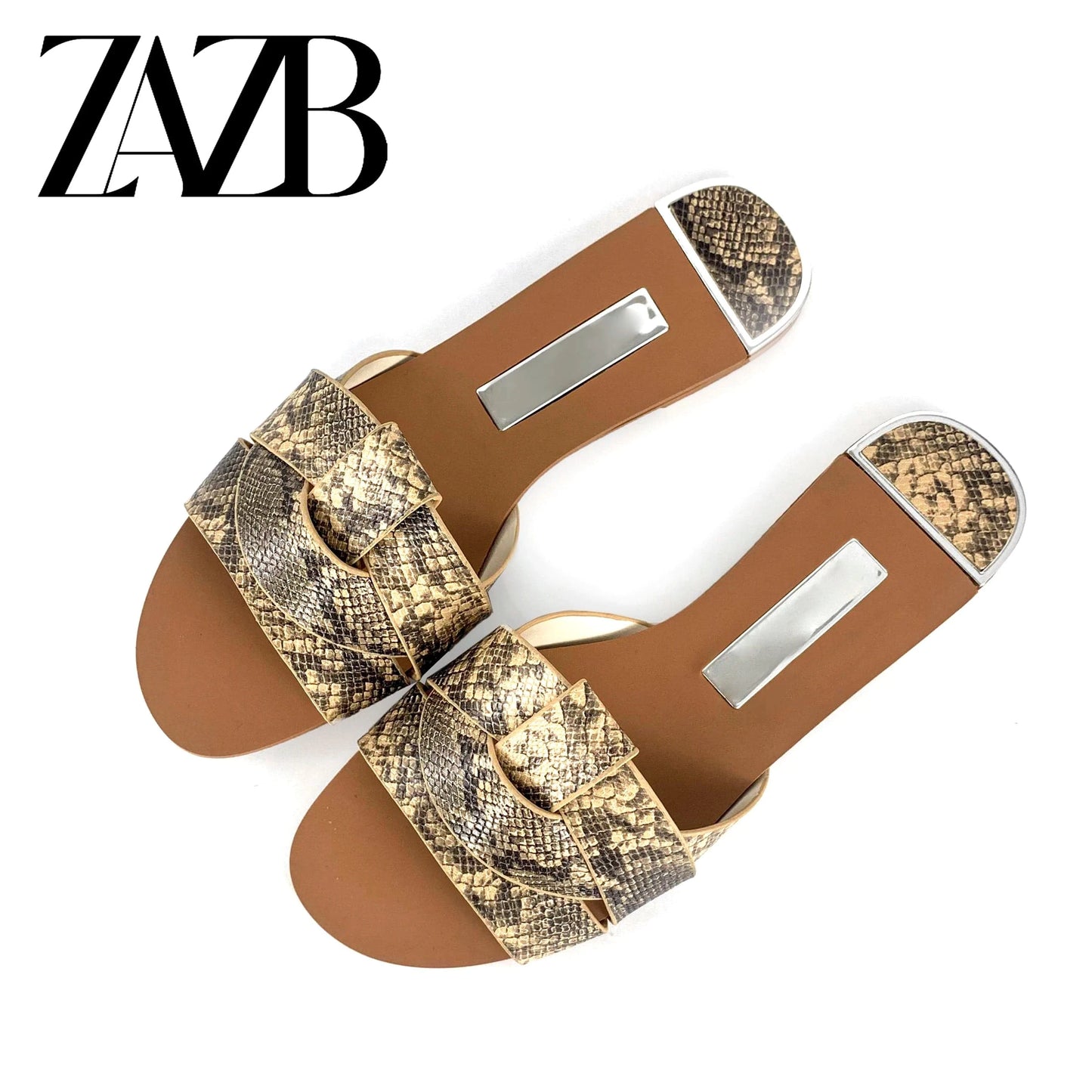 ZAZB Summer New Exquisite Flat Sandals Women's Head Roman Flat Slippers