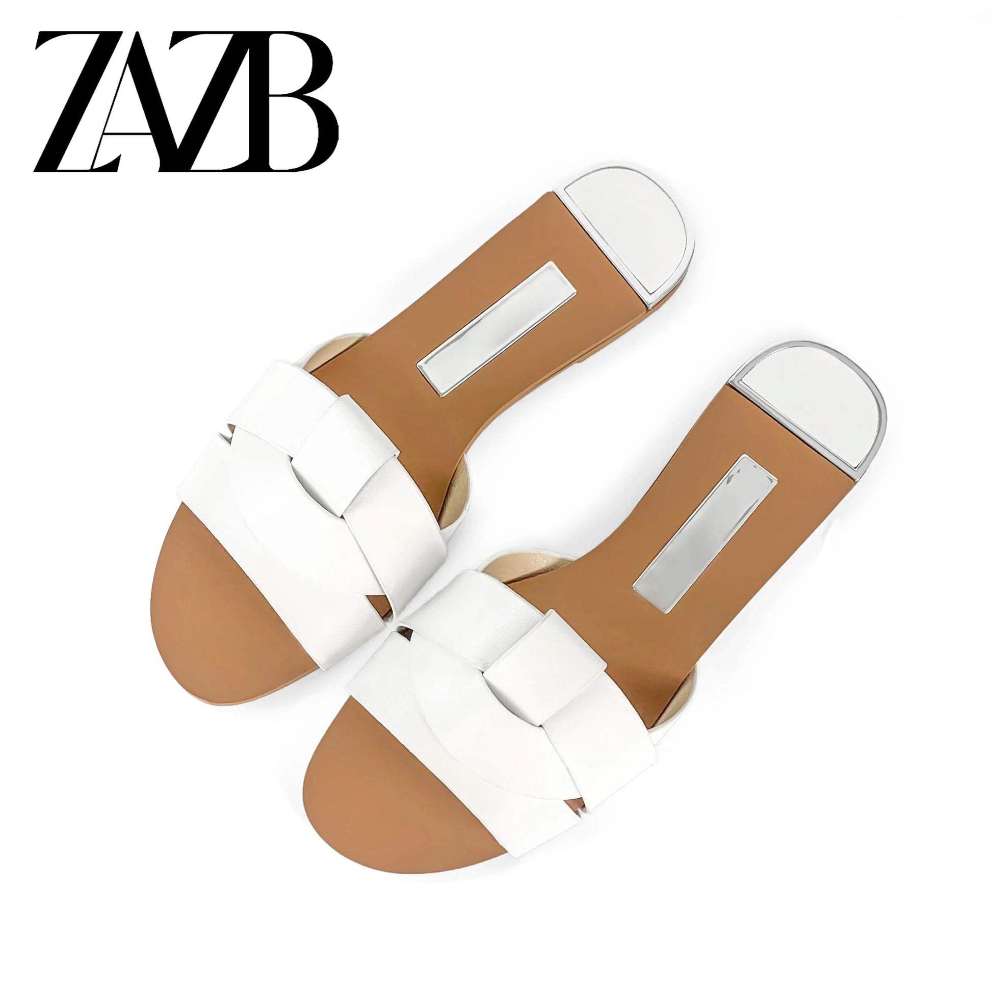 ZAZB Summer New Exquisite Flat Sandals Women's Head Roman Flat Slippers