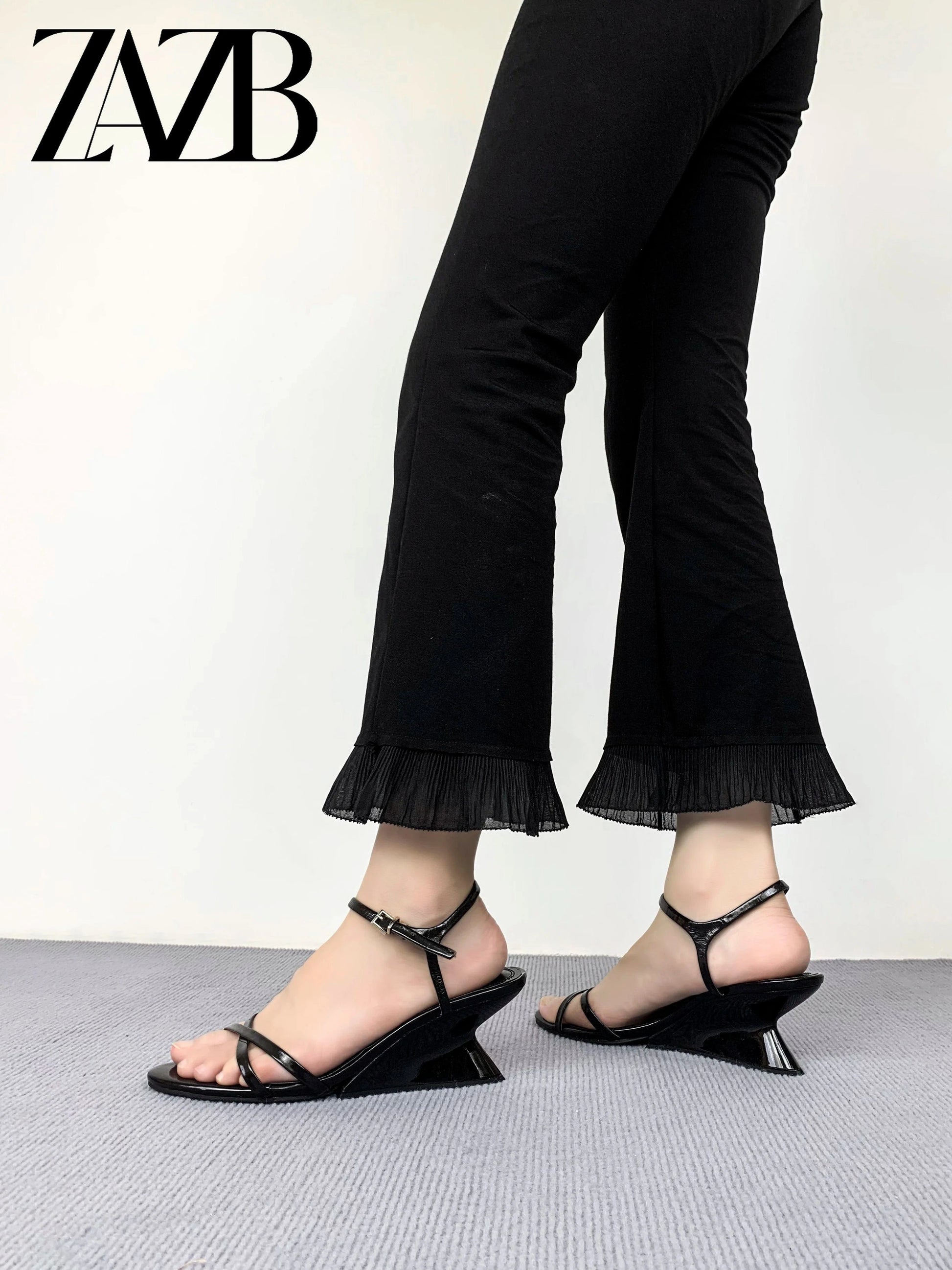 ZAZB Women's Fashion, Elegant, Trendy New Hollow Out One Line Sexy High Heel Women's Sandals