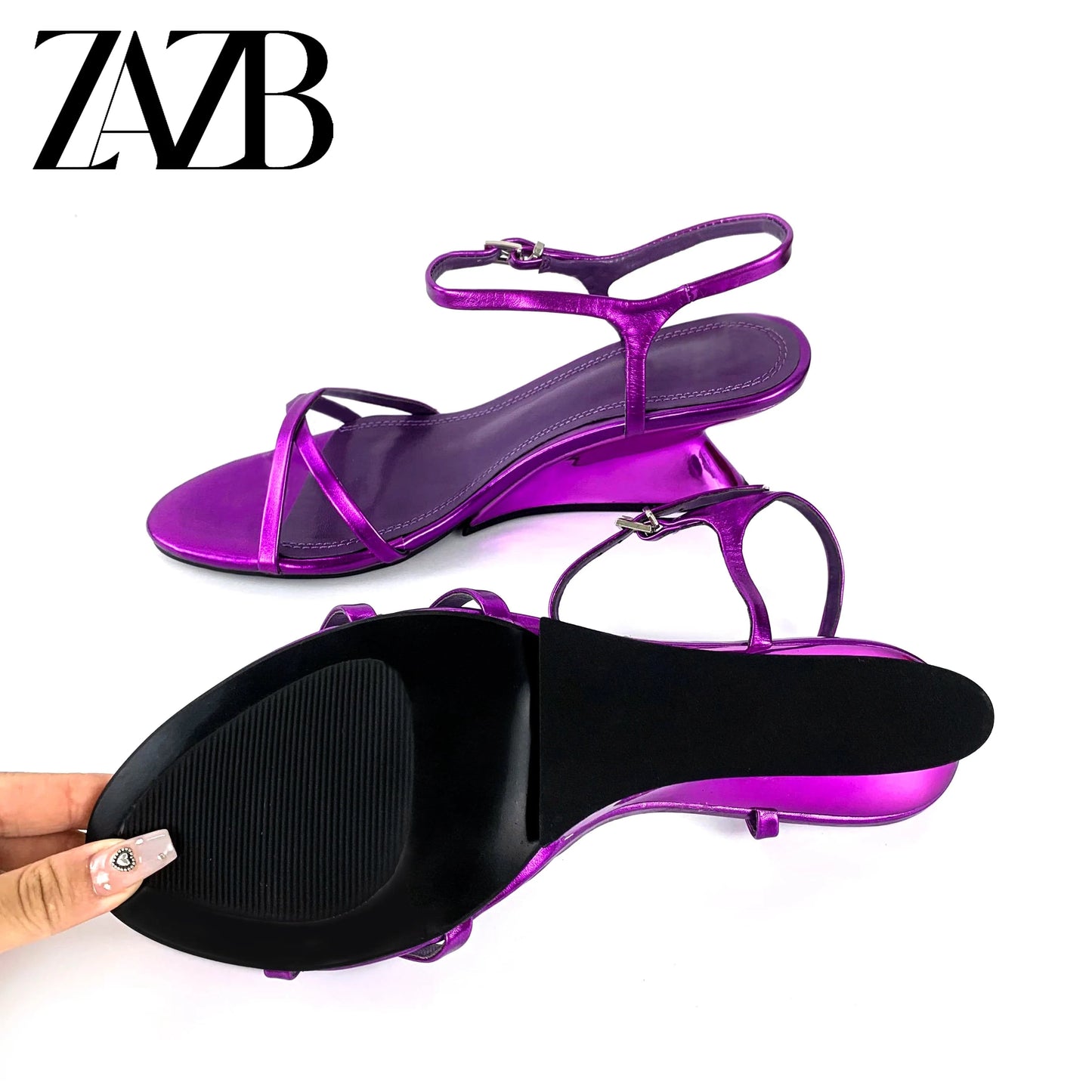 ZAZB Women's Fashion, Elegant, Trendy New Hollow Out One Line Sexy High Heel Women's Sandals