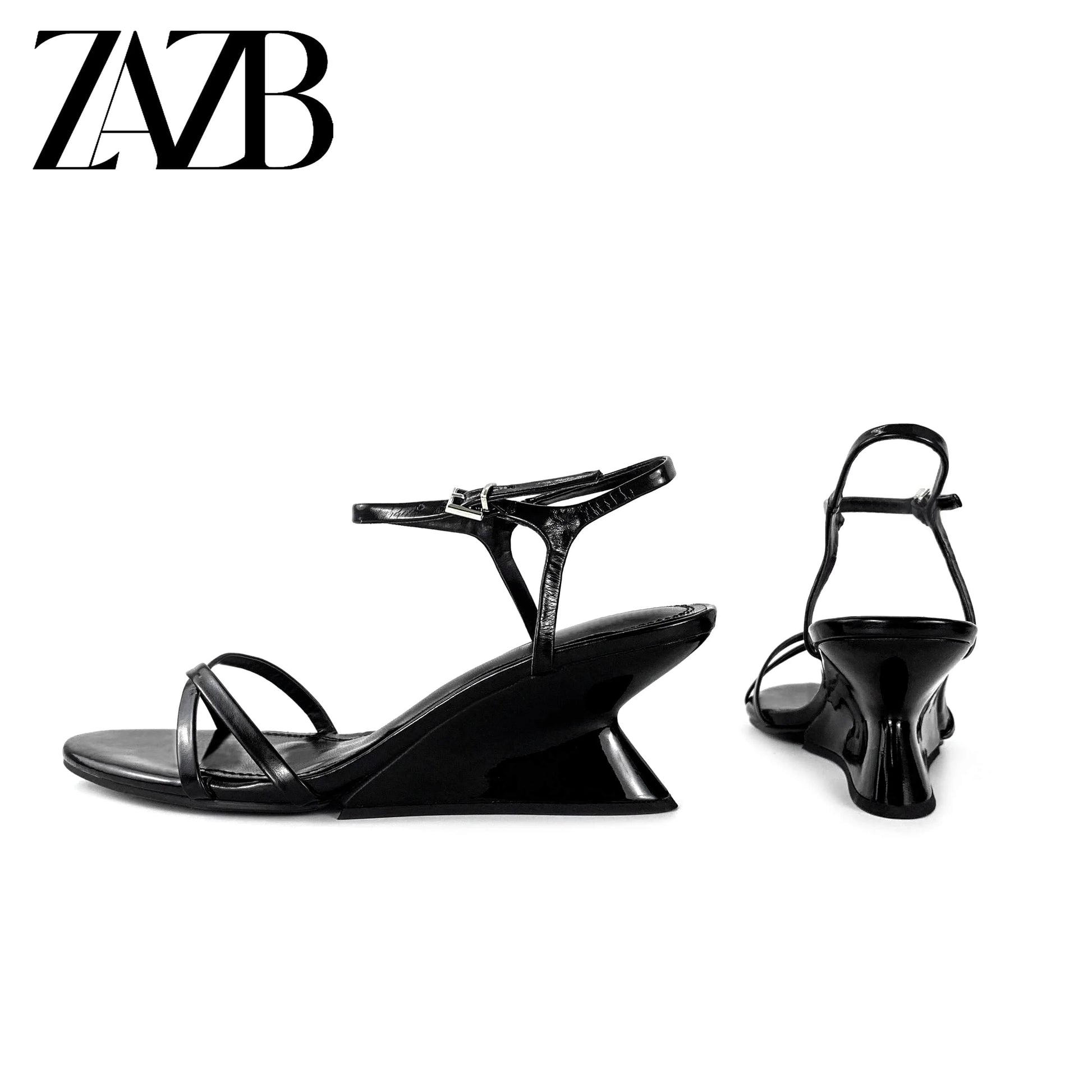ZAZB Women's Fashion, Elegant, Trendy New Hollow Out One Line Sexy High Heel Women's Sandals