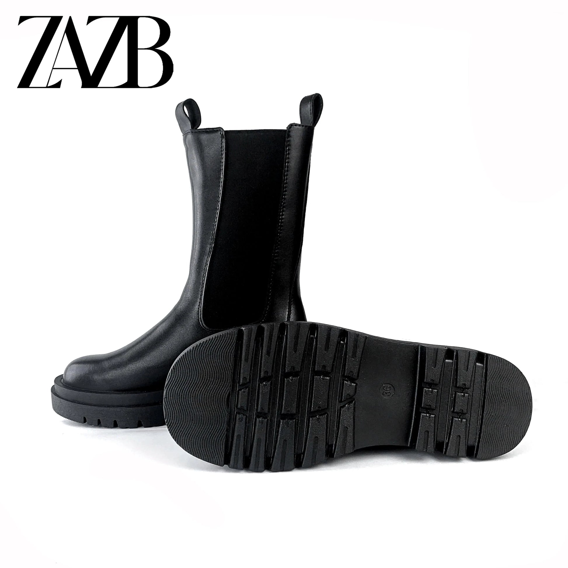 ZAZB Women's Winter Short Boots Round Head Women's Martin Boots Thick Sole Ankles Western Leather Mid length Women's Shoes