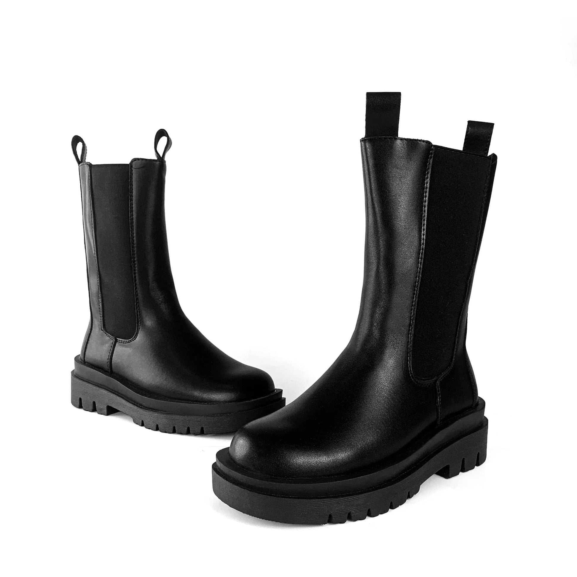 ZAZB Women's Winter Short Boots Round Head Women's Martin Boots Thick Sole Ankles Western Leather Mid length Women's Shoes