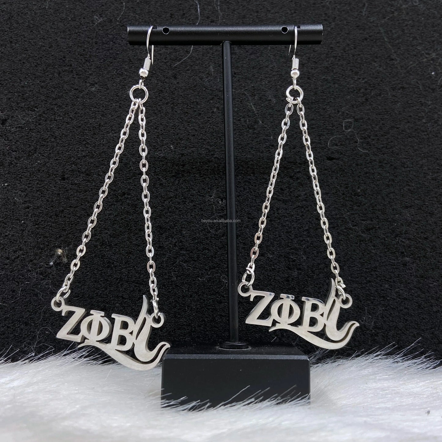 Zeta Phi Beta Custom Greek Letter ZPB Dove Stainless steel Earrings Necklace Jewelry Set
