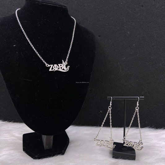 Zeta Phi Beta Custom Greek Letter ZPB Dove Stainless steel Earrings Necklace Jewelry Set