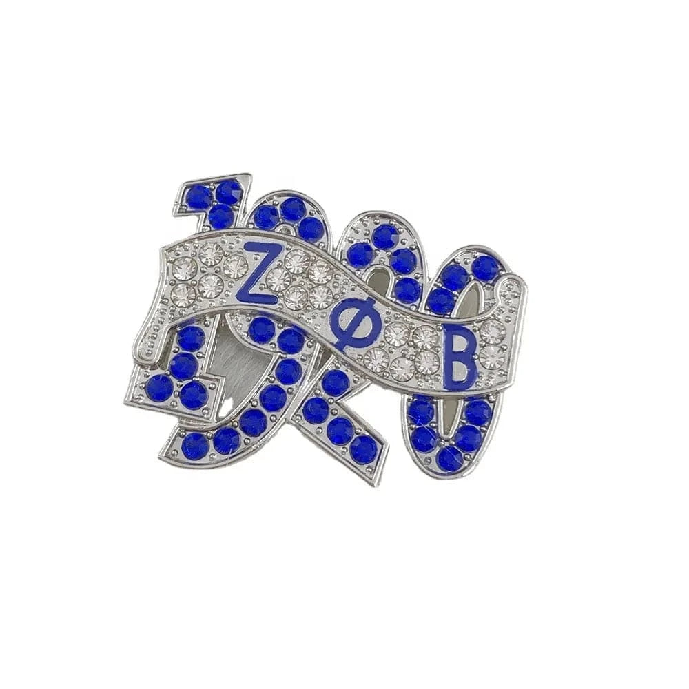 Zeta Phi Beta greek Sisterhood 1920 Rhinestones Pins Brooch For Women