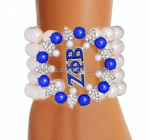 Zeta Phi Beta Silicone Bracelet sorority ZPB Blue White Wristbands PVC Bracelet Fellowship Rubber Bracelets