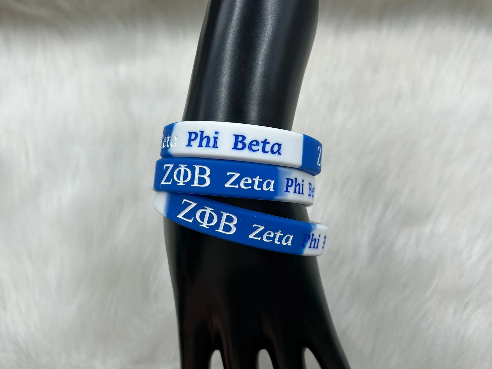 Zeta Phi Beta Silicone Bracelet sorority ZPB Blue White Wristbands PVC Bracelet Fellowship Rubber Bracelets