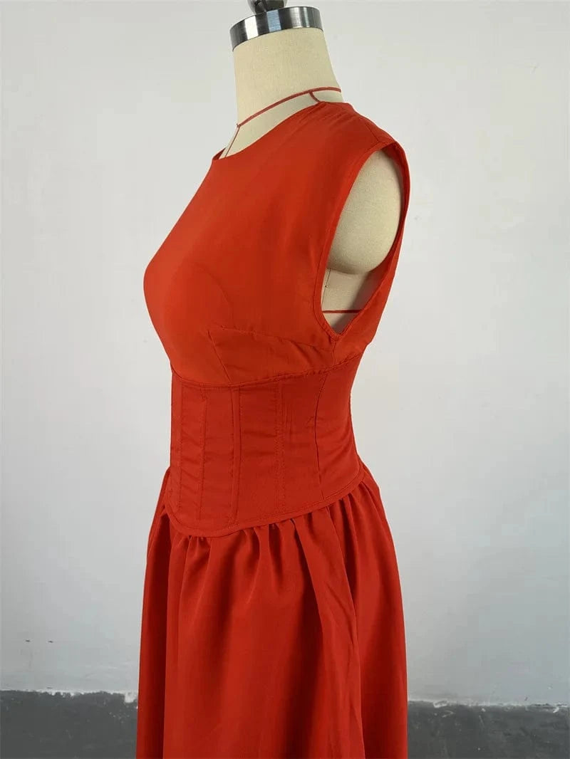 ZHEZHE Designer Pleated High Waist Dress Women Black See Through Long Dress Female High Waist Elegant Lace Up Dress