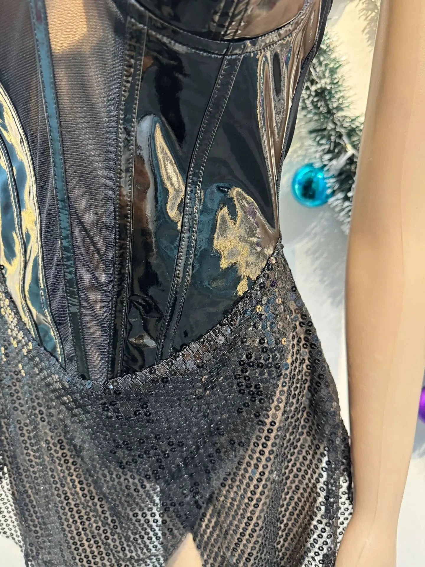 ZHEZHE Fashion 2024 boutique women sleeveless elegant mini dress personalized sequin patchwork tube irregular sexy dresses