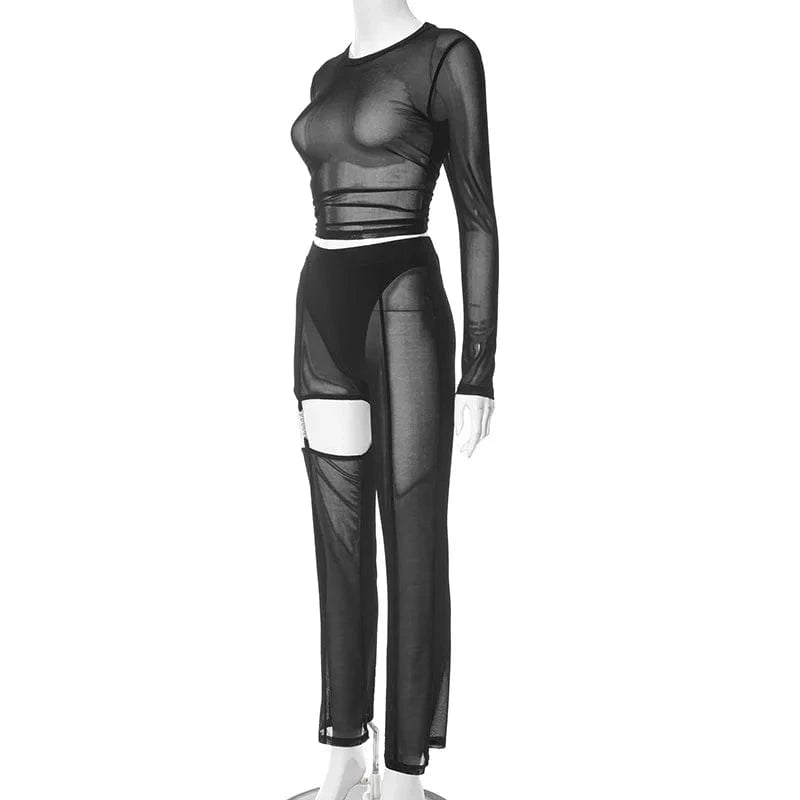 ZHEZHE New Arrivals 2024 Y2k Fashion Long Sleeve Crop Top And Leggings Pants Sexy 2 Piece Set Lingerie Women Clothes
