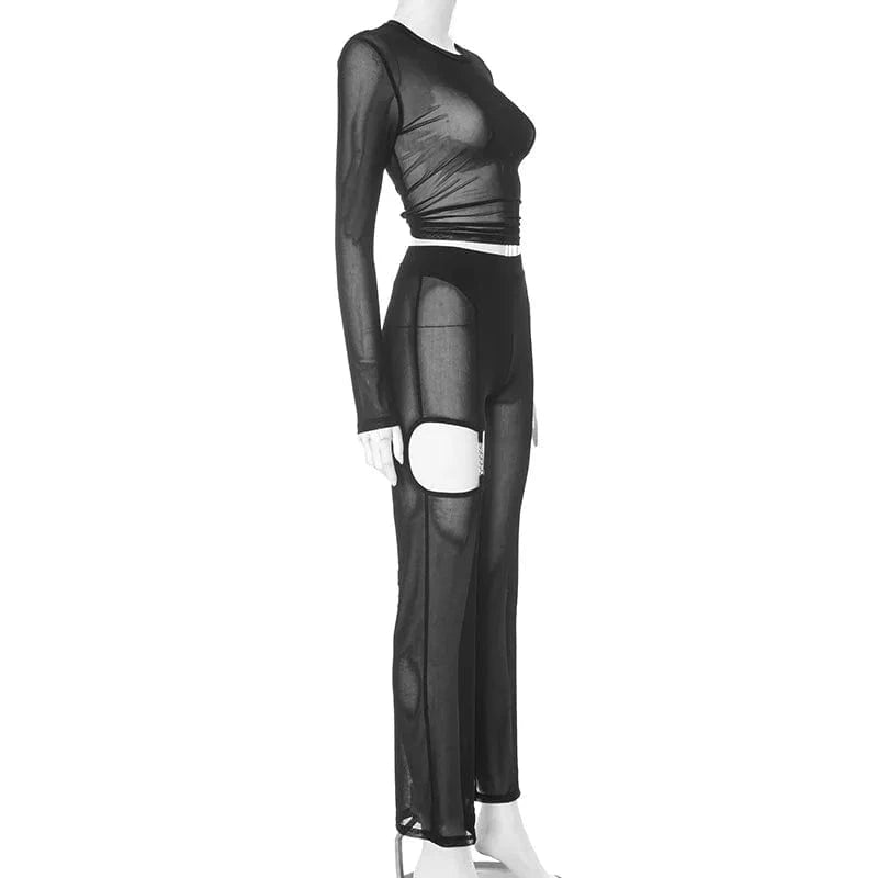 ZHEZHE New Arrivals 2024 Y2k Fashion Long Sleeve Crop Top And Leggings Pants Sexy 2 Piece Set Lingerie Women Clothes