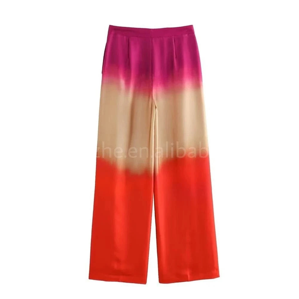 ZHEZHE New Fashion 2024 Women Casual Outfit Trend 2 Piece Sets Women Pants Autumn Elegant Shirt And Wide Leg Pants Set Women