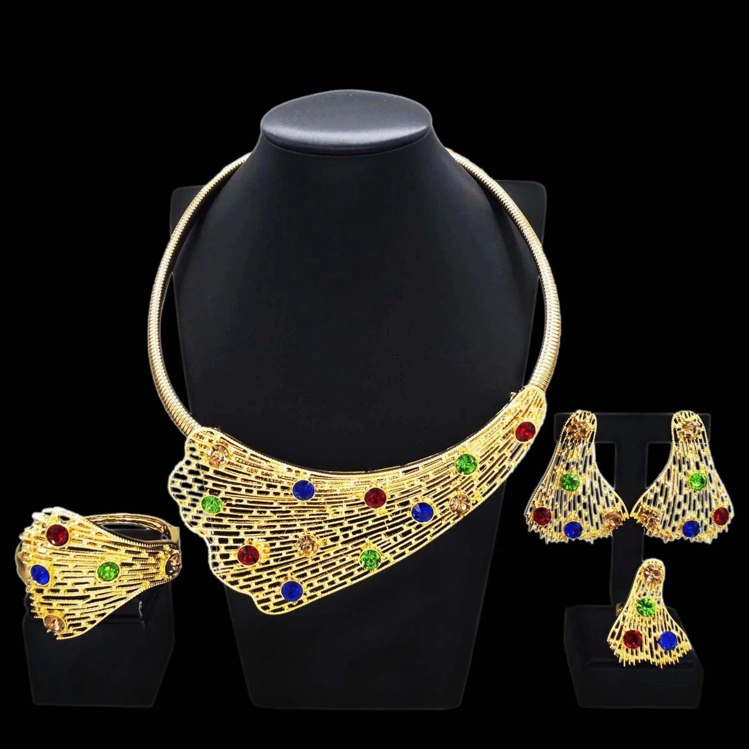 Zhuerrui Available Wedding Gold Jewelry Sets Factory Silver Multi Color Diamond Jewelry Set Latest Woman Festival Gifts H20179