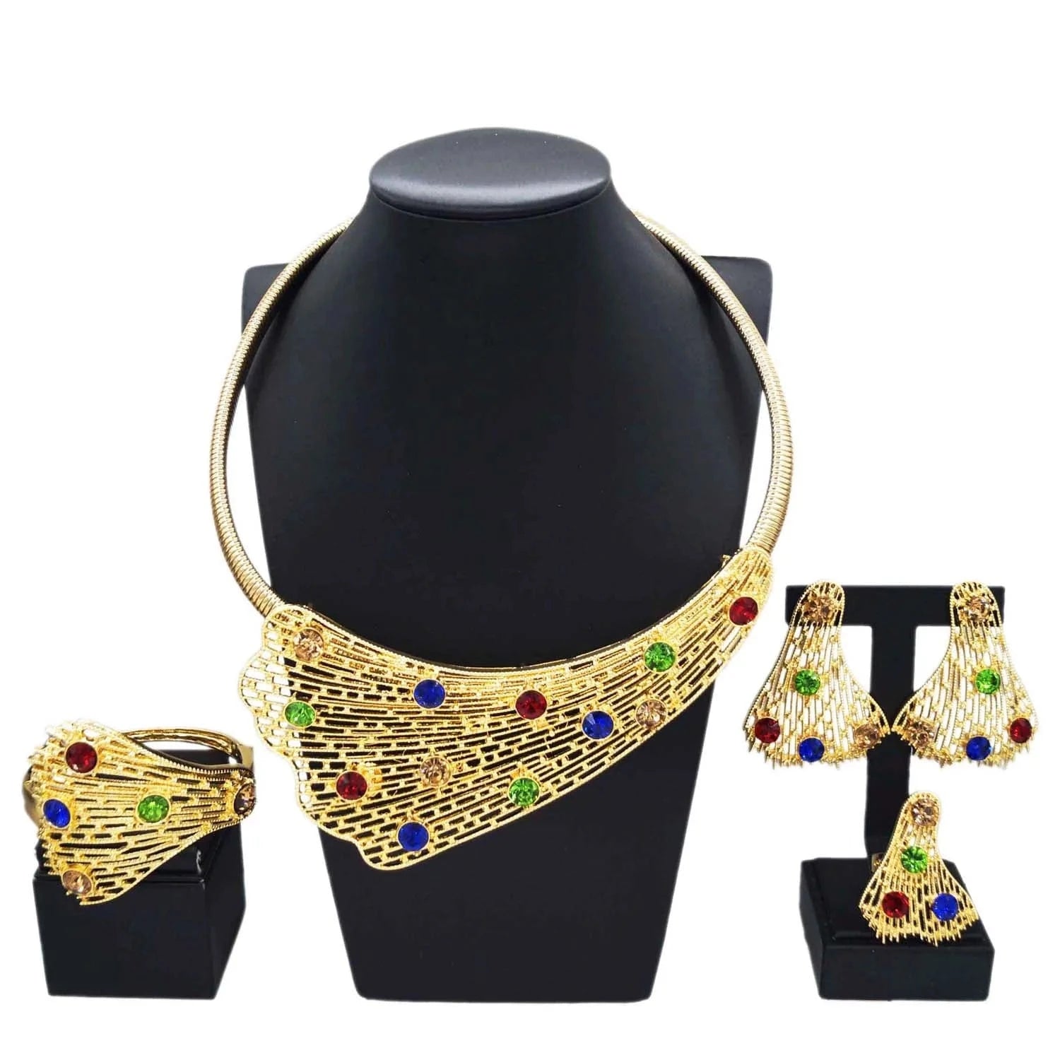 Zhuerrui Available Wedding Gold Jewelry Sets Factory Silver Multi Color Diamond Jewelry Set Latest Woman Festival Gifts H20179