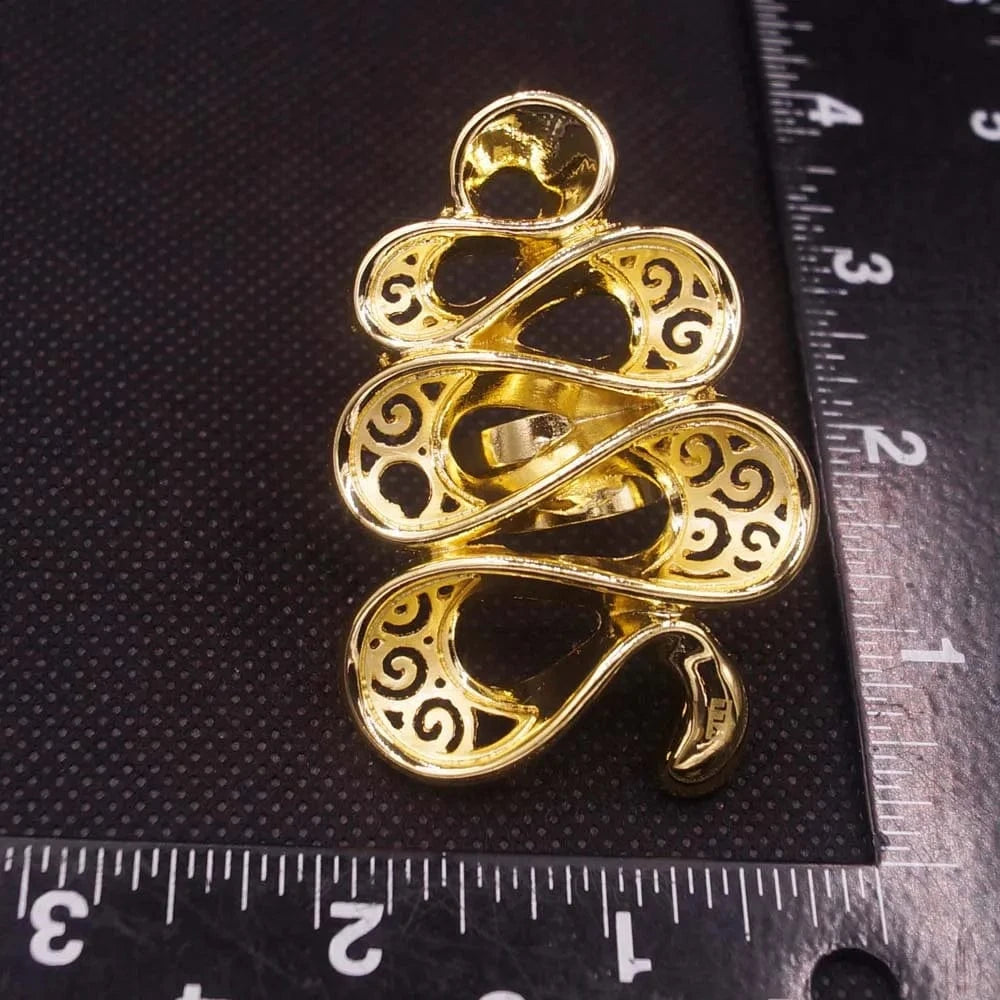 Zhuerrui Beautiful 18K Gold Plated Jewelry Sets Silver Big Curve Ring Jewelry Set Favors Wholesale Woman High-end Luxury B0003