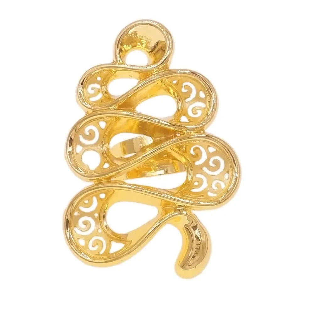 Zhuerrui Beautiful 18K Gold Plated Jewelry Sets Silver Big Curve Ring Jewelry Set Favors Wholesale Woman High-end Luxury B0003