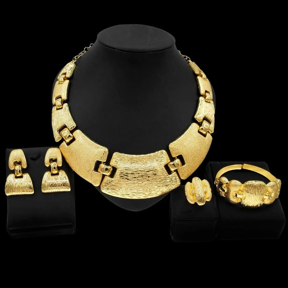 Zhuerrui Italian Gold Necklace Bracelet Ring Jewelry Set African High End Glossy Women Custom Wedding Bridal Jewelry Sets H0094