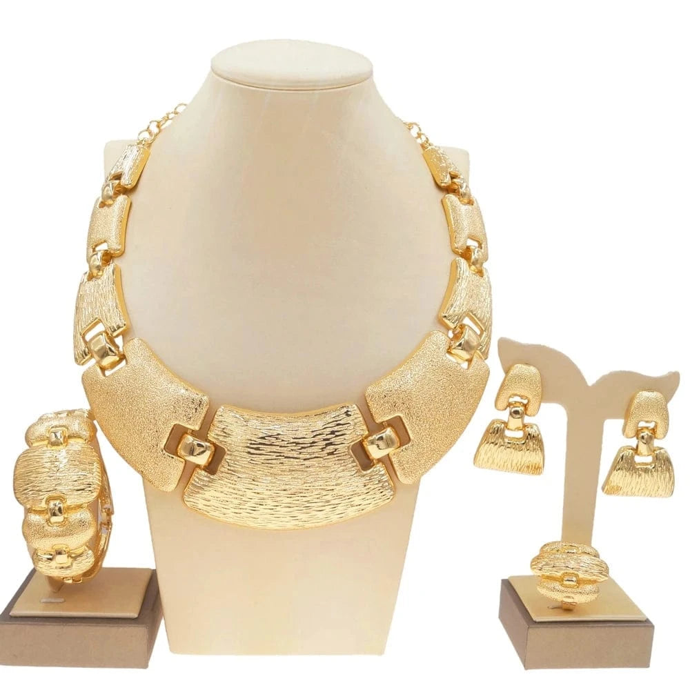 Zhuerrui Italian Gold Necklace Bracelet Ring Jewelry Set African High End Glossy Women Custom Wedding Bridal Jewelry Sets H0094