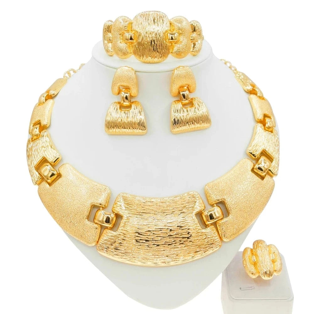 Zhuerrui Italian Gold Necklace Bracelet Ring Jewelry Set African High End Glossy Women Custom Wedding Bridal Jewelry Sets H0094