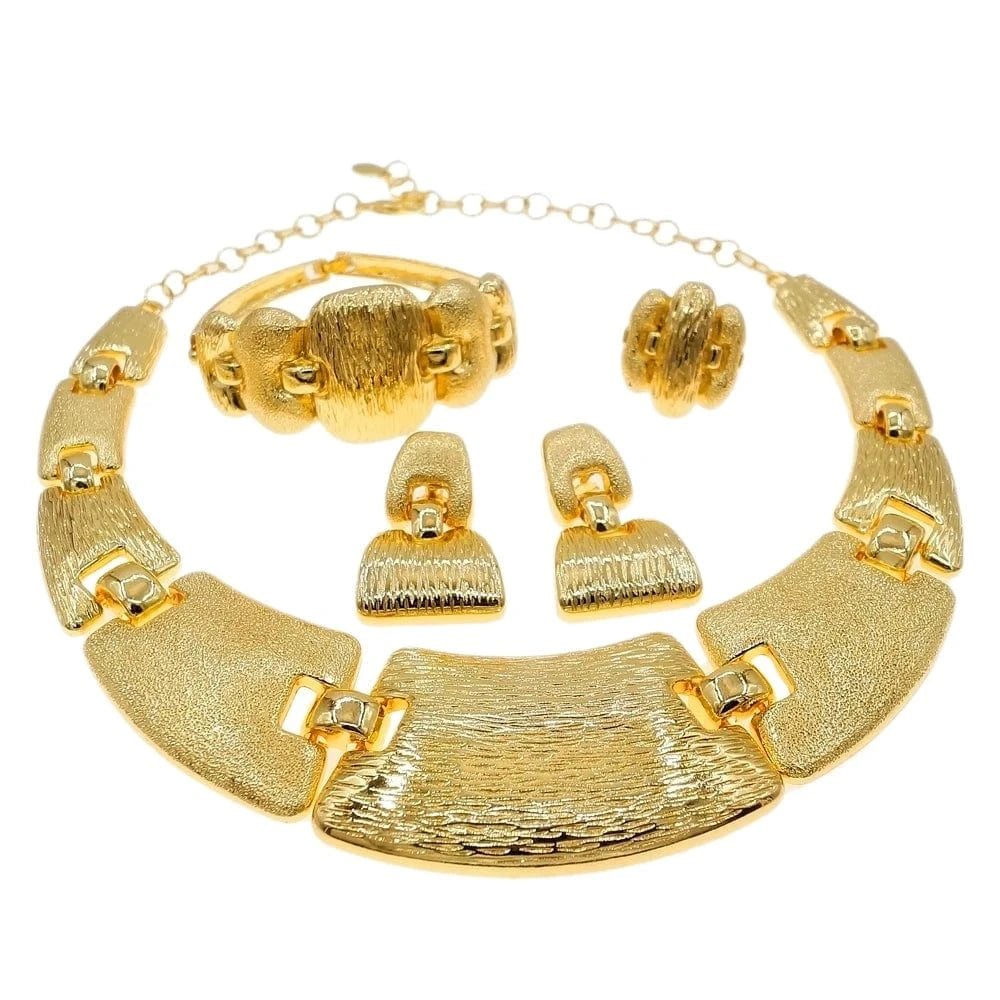 Zhuerrui Italian Gold Necklace Bracelet Ring Jewelry Set African High End Glossy Women Custom Wedding Bridal Jewelry Sets H0094