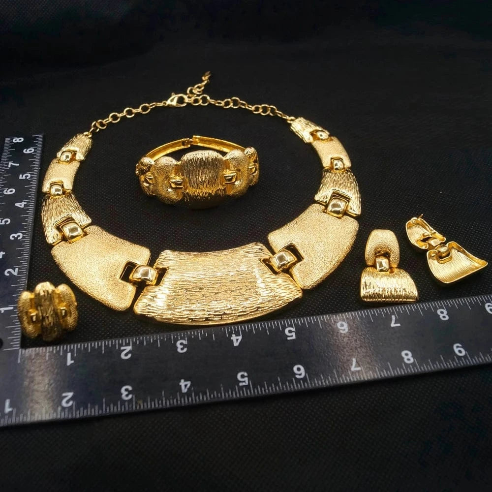 Zhuerrui Italian Gold Necklace Bracelet Ring Jewelry Set African High End Glossy Women Custom Wedding Bridal Jewelry Sets H0094