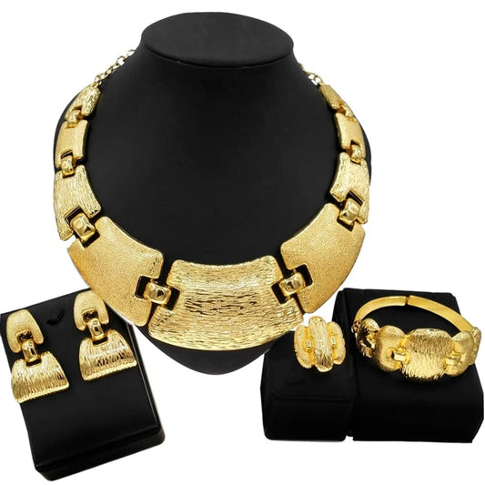 Zhuerrui Italian Gold Necklace Bracelet Ring Jewelry Set African High End Glossy Women Custom Wedding Bridal Jewelry Sets H0094