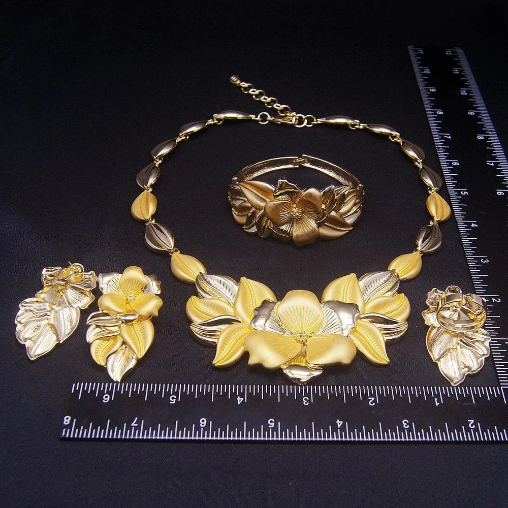 Zhuerrui Italian Lady Necklace Earing Sets High Quality Gold Jewelry Set Classic Wedding Party Accessories Jewelry H00418