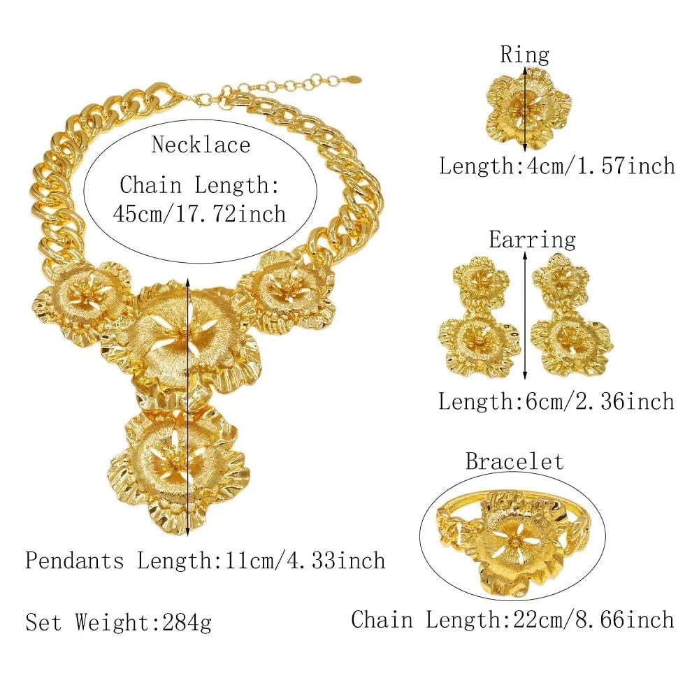 Zhuerrui Necklace Bracelet Earrings Ring Four Piece Jewelry Set Italian Gold Jewelry Sets Nigerian Woman Wedding Jewelry H00713