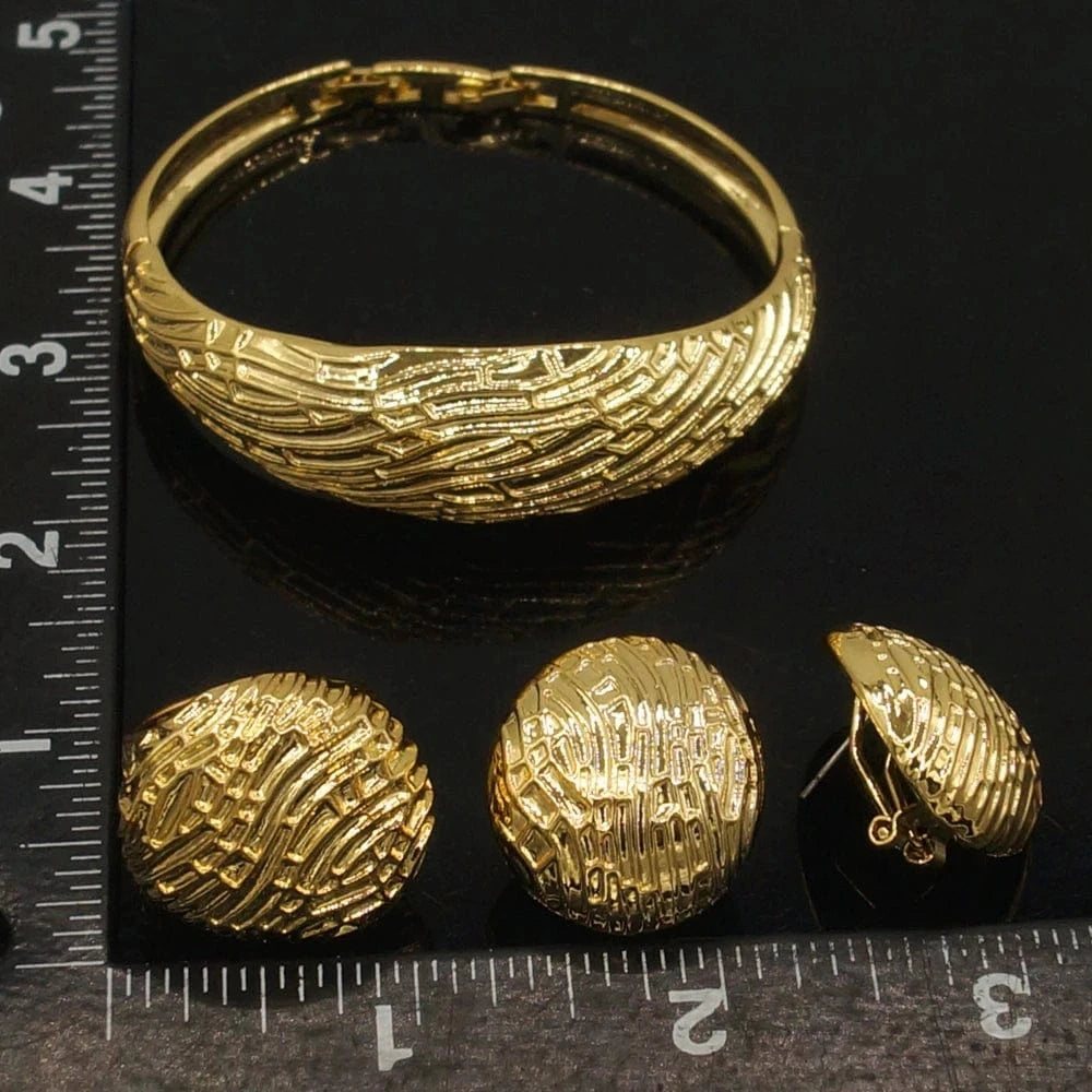 Zhuerrui New Manufacture 18K Italian Gold Jewelry Set Beautiful Big And Width Style Necklace Luxury Wedding Dinner Jewelry B0045