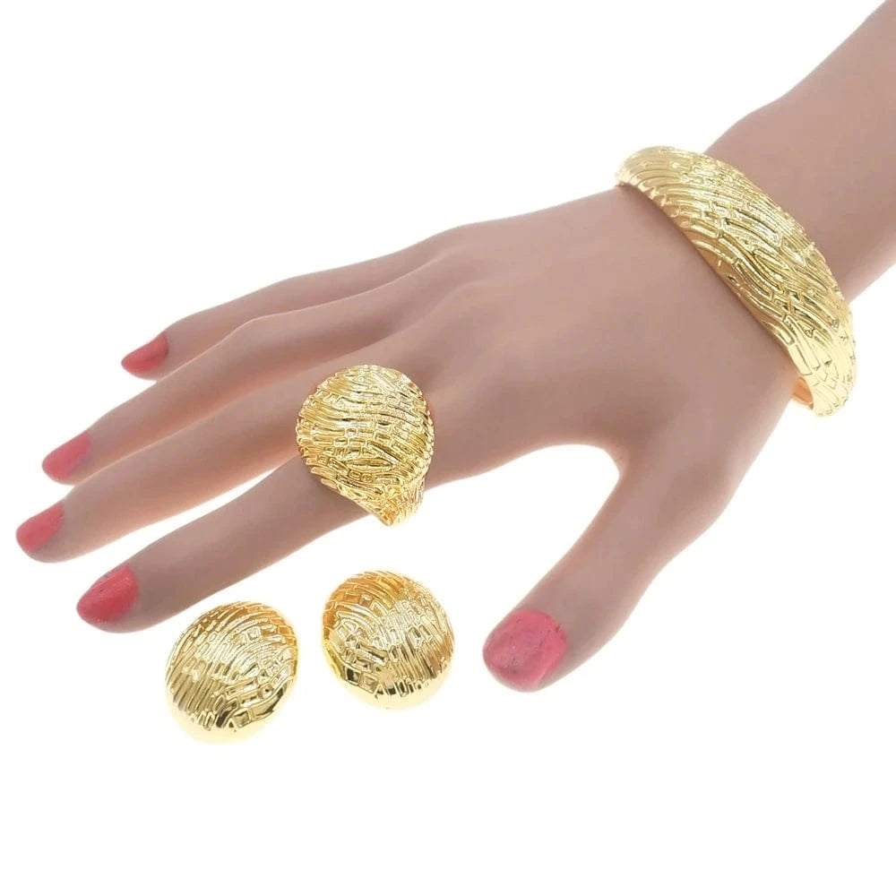 Zhuerrui New Manufacture 18K Italian Gold Jewelry Set Beautiful Big And Width Style Necklace Luxury Wedding Dinner Jewelry B0045