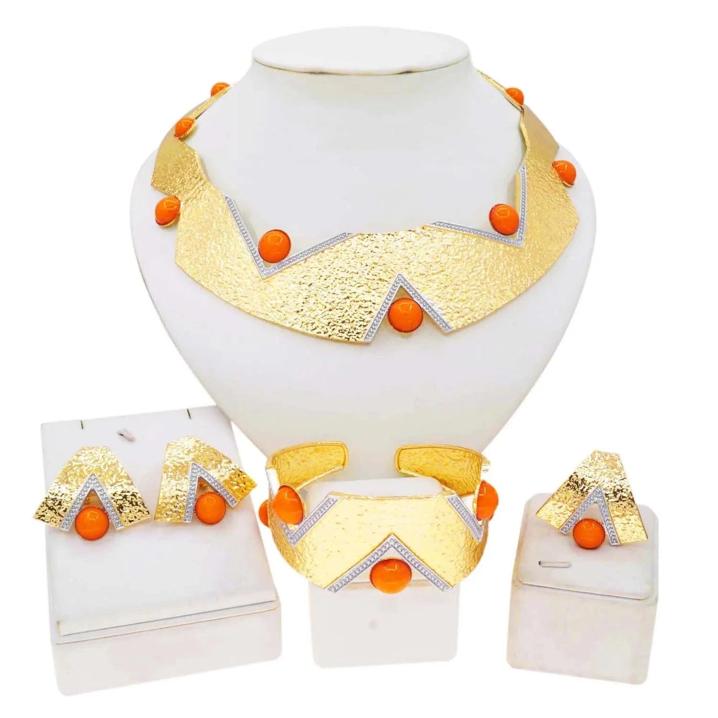 Zhuerrui Nigerian Bridal Woman Necklace Bracelet Earrings Ring 4pc Jewellery Set Italian Gold Luxury Wedding Jewelry Sets H00725