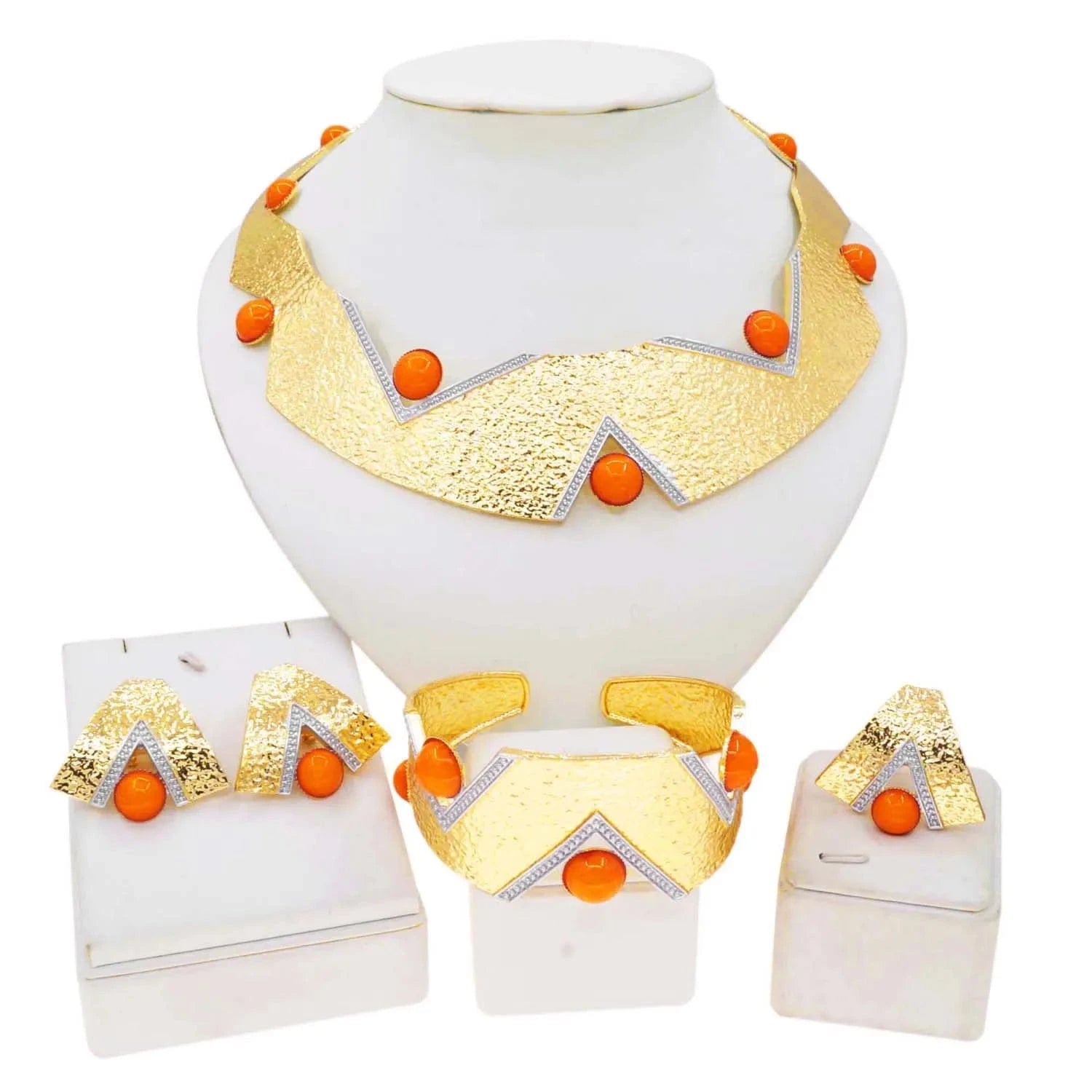 Zhuerrui Nigerian Bridal Woman Necklace Bracelet Earrings Ring 4pc Jewellery Set Italian Gold Luxury Wedding Jewelry Sets H00725