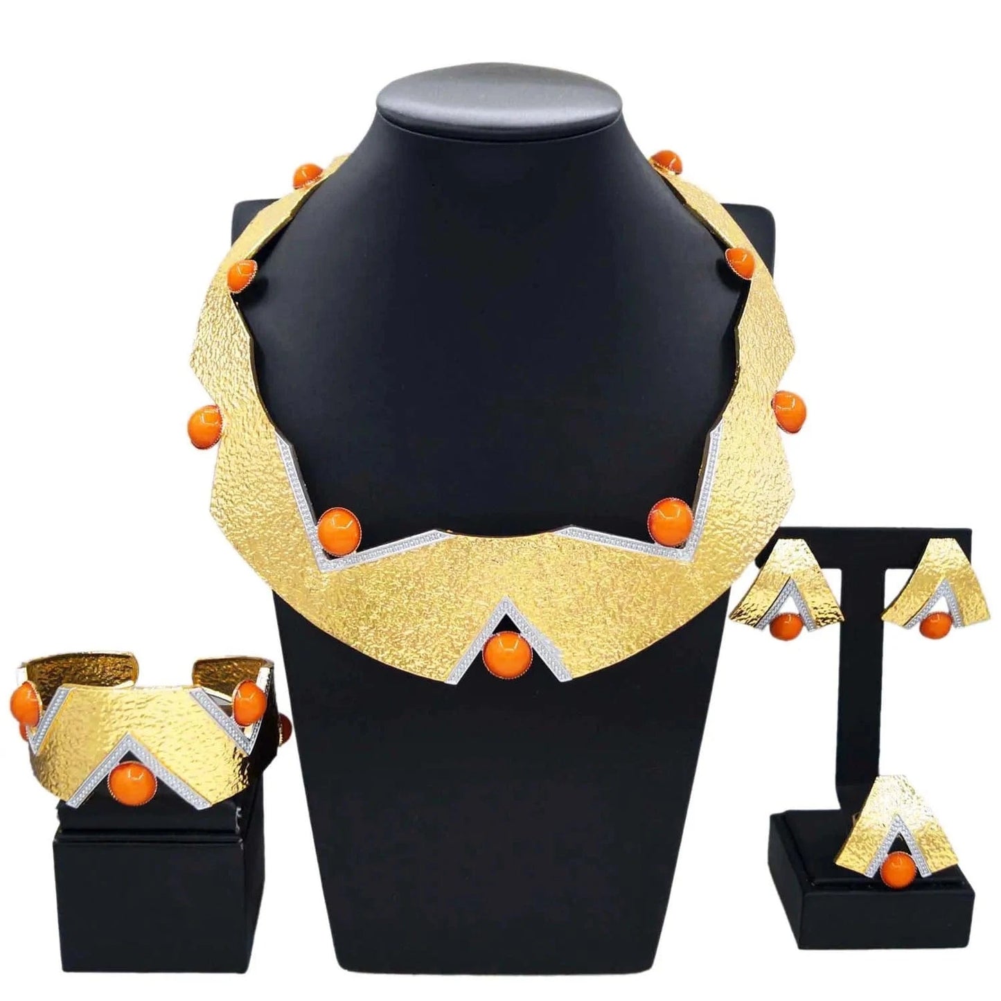 Zhuerrui Nigerian Bridal Woman Necklace Bracelet Earrings Ring 4pc Jewellery Set Italian Gold Luxury Wedding Jewelry Sets H00725