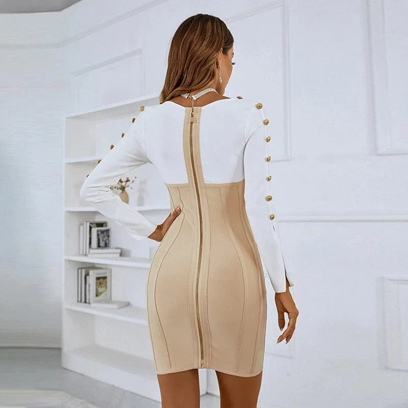 Zhuofei 2024 Fall New Arrivals Evening Dress Women Formal Party Bandage Buttoned Long Sleeve Gown